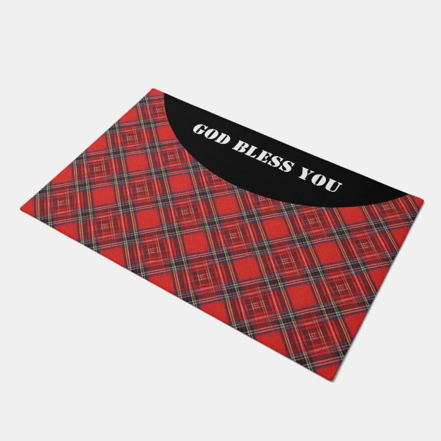 Tartan-Plaidermuster rotes Royal-Gewebe Fußmatte (Schrägansicht)