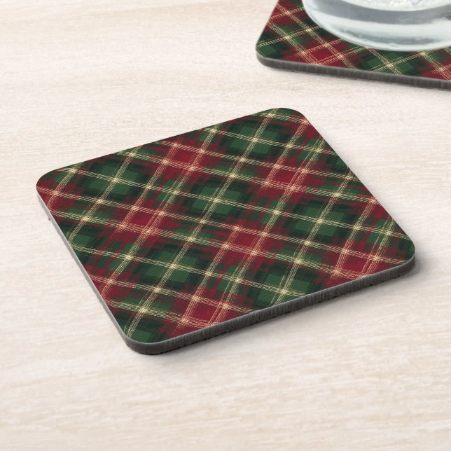 Tartan Plain Festive Hard Plastic Coaster Set Getränkeuntersetzer (Linke Seite)