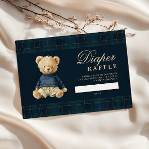 Tartan-Polarbär-Baby-Party-Windel-Raffle Begleitkarte