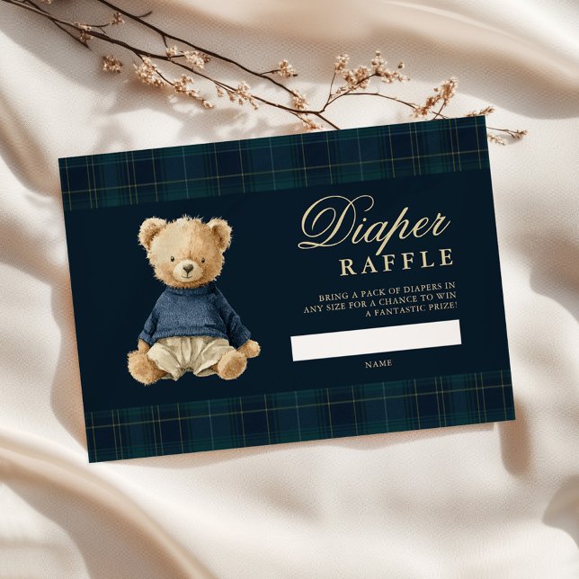 Tartan Polo Bear Baby Shower Diaper Raffle Begleitkarte (Von Creator hochgeladen)