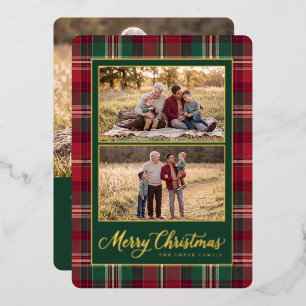 Tartan-Rahmen Mehrfach-Foto Frohe Weihnachten Folien Feiertagskarte