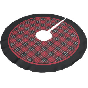 Tartan Red and Black Kariert Tree Skirt Polyester Weihnachtsbaumdecke