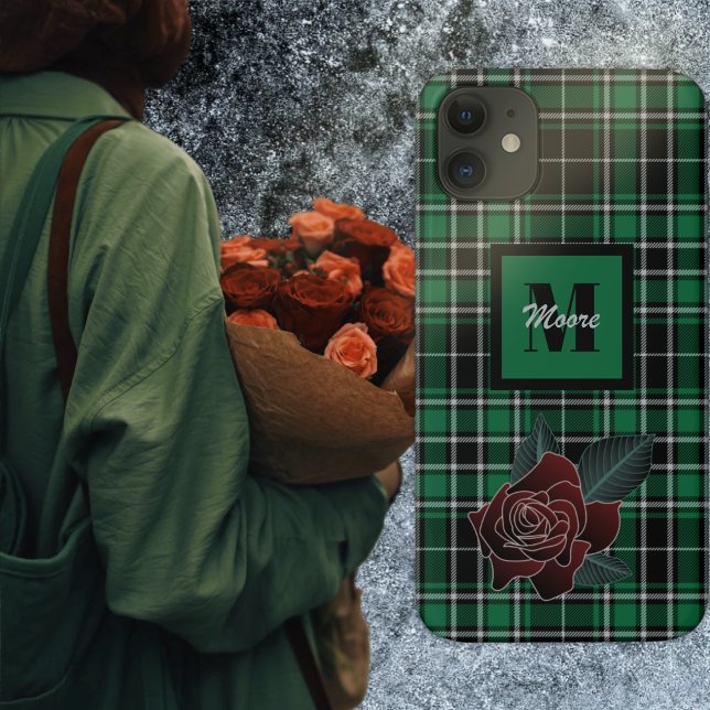 Tartan - Rose mit dem Fall "Black and Green Phone" Case-Mate iPhone Hülle (Von Creator hochgeladen)