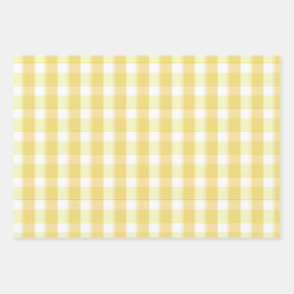 Tartan-Rosen-Lemongelb-Set-Geschenkpapier Geschenkpapier Set