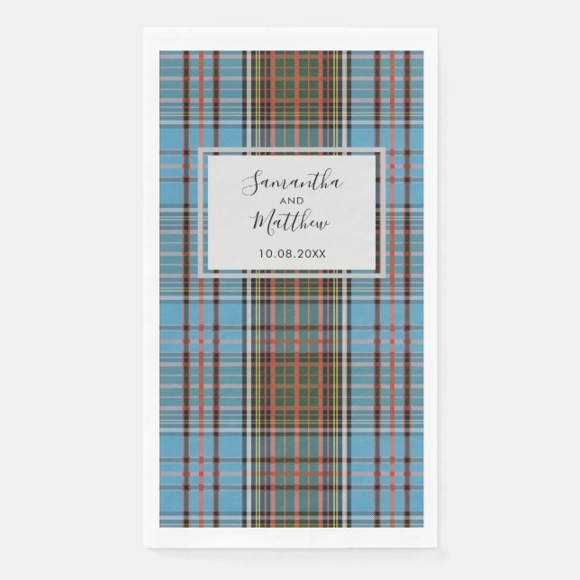 Tartan-Rost-Hochzeits-Schrift-Plaid Serviette (Vorderseite)