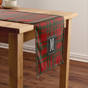 Tartan Rot Grün Monogramm Kurzer Tischläufer