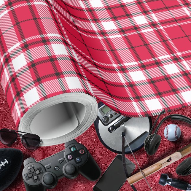 Tartan - Rot-Weiß-Schwarz Geschenkpapier (Tartan - Red-White-Black Wrapping Paper by Leapfroglisics Shop)