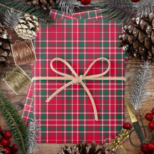 Tartan - Rotes Grün und Weiß Geschenkpapier Set