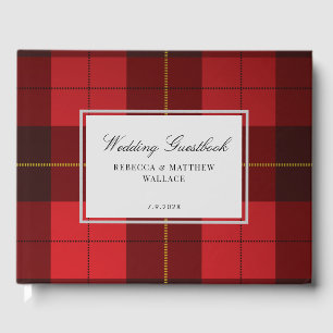 Tartan Rustic Wallace Kariert Red Black Kariert Gästebuch