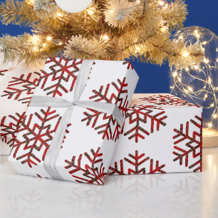 Tartan-Schneeflocken in rotem Muster Geschenkpapier
