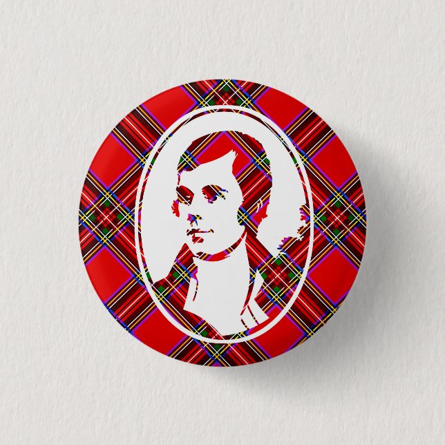 Tartan-Schottlands Barde Robbie Brände Button (Vorderseite)