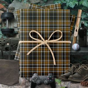 Tartan - Schwarz-Deep Honey Brown-Off White Geschenkpapier Set