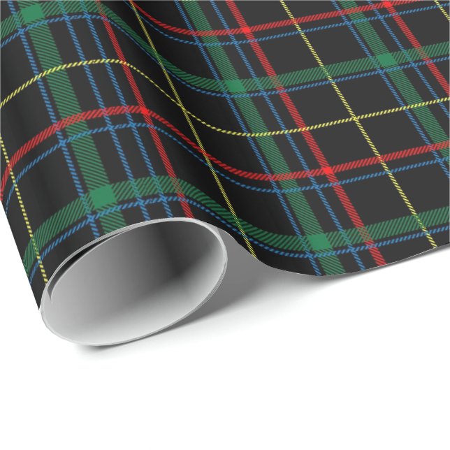 Tartan (schwarz/Grün/Rot) Geschenkpapier (Rolleneckpunkt)