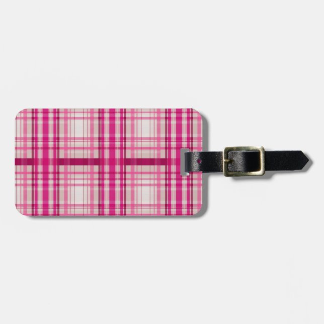Tartan Schwarz-Rosa Kariert Classic Blau Gepäckanhänger (Vorderseite horizontal)