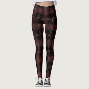 Tartan, Schwarz, Rot, Buccaneer-Farben; Kariertes Leggings