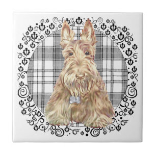 Tartan Scottie Black & White Fliese