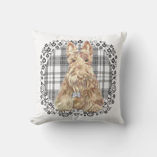 Tartan Scottie Black & White Kissen