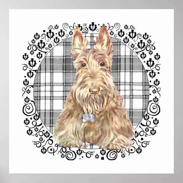 Tartan Scottie Black & White Poster (Vorne)