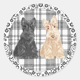 Tartan Scotties Runder Aufkleber