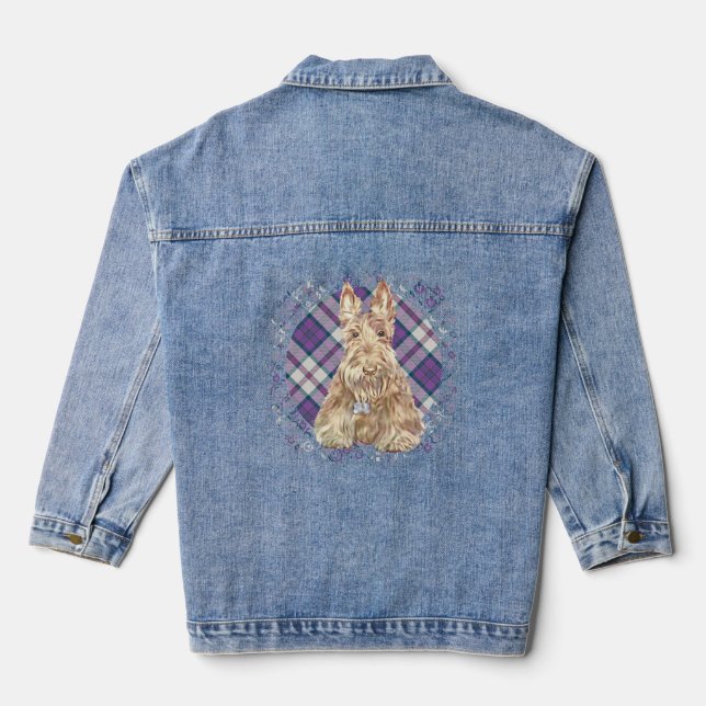 Tartan Scottish Terrier Jeansjacke (Rückseite)