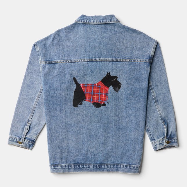 Tartan Scottish Terrier Jeansjacke (Rückseite)