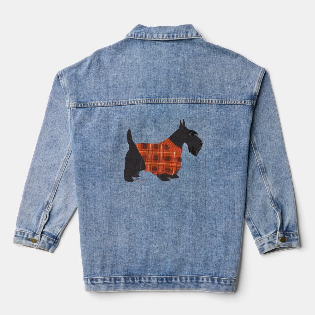 Tartan Scottish Terrier Jeansjacke (Rückseite)