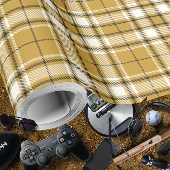 Tartan - Senf-Gold-Elfenbein und Grafit Geschenkpapier (Tartan - Mustard Gold Ivory and Graphite Wrapping Paper Rolls by Leapfroglisics Shop)