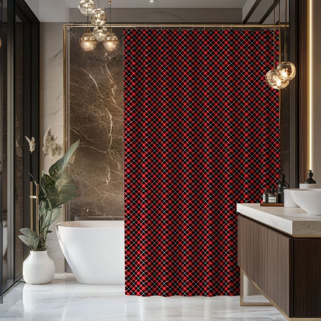 Tartan Shower Curtain Red Black Gift for Nesting Duschvorhang (Tartan Shower Curtain Red Black Gift for Nesting)