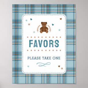 Tartan-Teddybär, Baby Boy Shower GASTGESCHENKSCHIL Poster