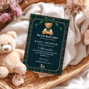 Tartan-Teddybär-Baby-Party Einladung