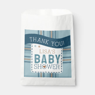 Tartan-Teddybär, Babyshower für Jungen anpassbar Geschenktütchen