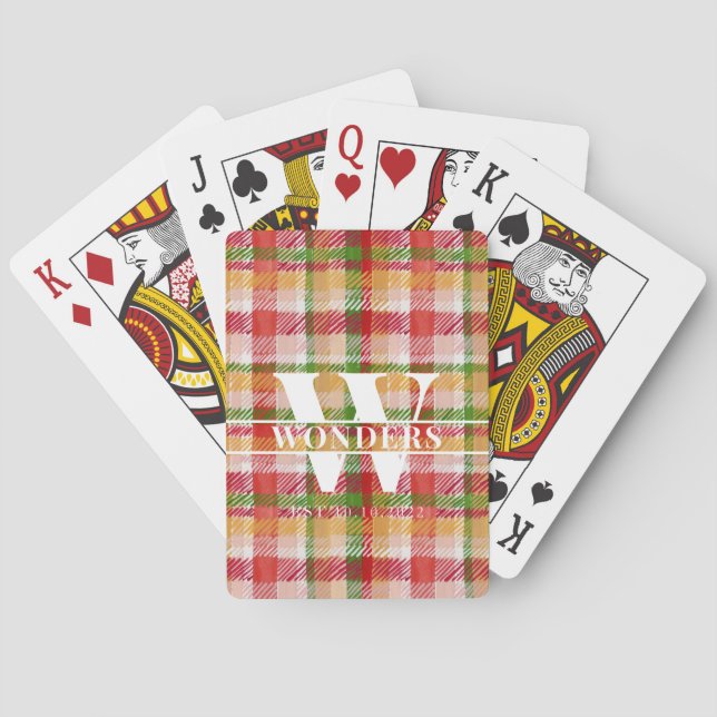 Tartan-Textur monogrammiert Spielkarten (Rückseite)