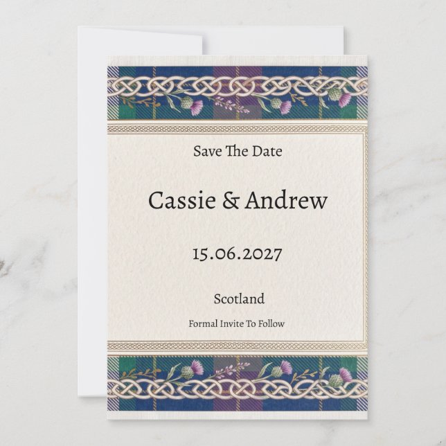 Tartan Thistle Hochzeit Save The Date (Vorderseite)