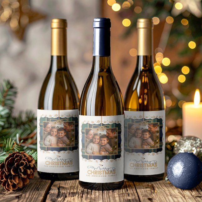 Tartan-Trim-Christmas-Einzelbild-Vorlage ID1141B Weinetikett (Von Creator hochgeladen)