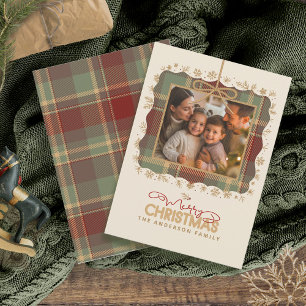 Tartan Trim Christmas One Foto Template ID1141A Feiertagskarte
