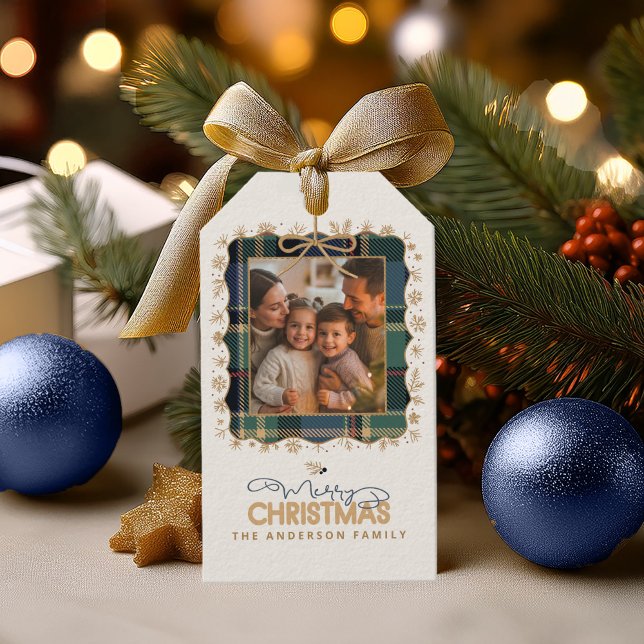 Tartan Trim Christmas One Foto Template ID1141B Geschenkanhänger (Von Creator hochgeladen)