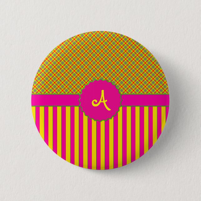 Tartan Tutti Frutti Gelber Knopf Button (Vorderseite)