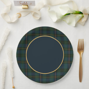 Tartan- und Goldteller Pappteller