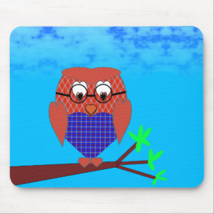 Tartan und Herz Owl Mousepad