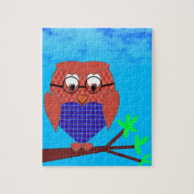 Tartan und Herz Owl Puzzle (Vertikal)