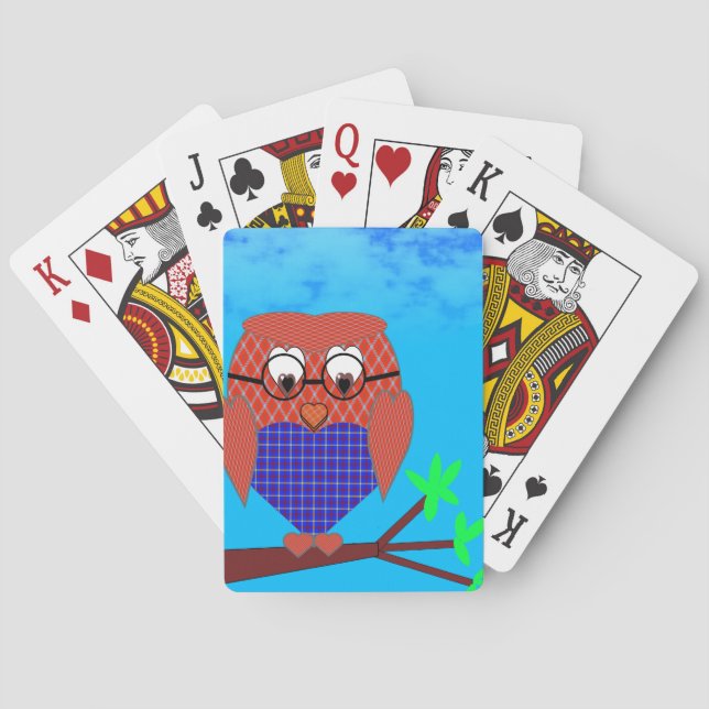 Tartan und Herz Owl Spielkarten (Rückseite)