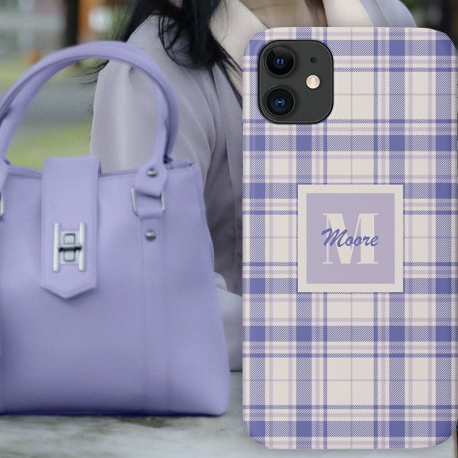 Tartan - und Light Lila - Handy Case (Tartan - Light to Dark Purple on Cement by Leapfroglisics Shop)