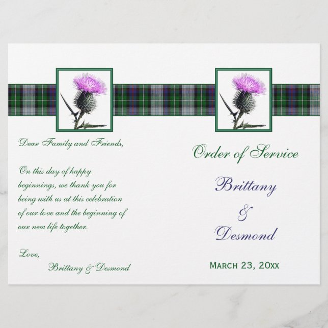 Tartan und Thistle Order of Service Linen Cover (Vorderseite)