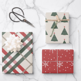 Tartan und Weihnachtsbaum Geschenkpapier Set