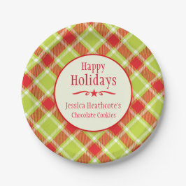 Tartan-Vorweihnachtsschild Pappteller