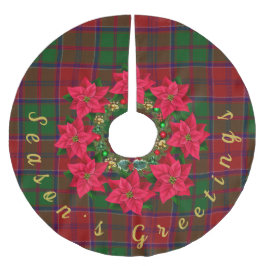 Tartan Weihnachts-Saison Gruß Poinsettia Polyester Weihnachtsbaumdecke