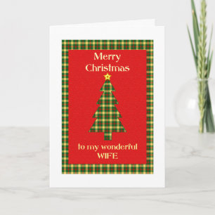 Tartan-Weihnachtsbaum für die Ehefrau Feiertagskarte