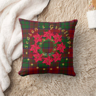 Tartan-Weihnachtsgruß-Poinsettie  Kissen