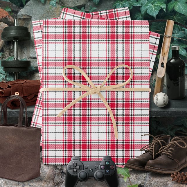 Tartan - weiß-rot-schwarz geschenkpapier set (Tartan - White-Red-Black Wrapping Paper Sheets by Leapfroglisics Shop)