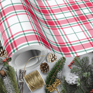 Tartan - Weißrot und Grün Geschenkpapier